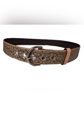 Coach Signature Jacquard Canvas Wide Grommets Belt